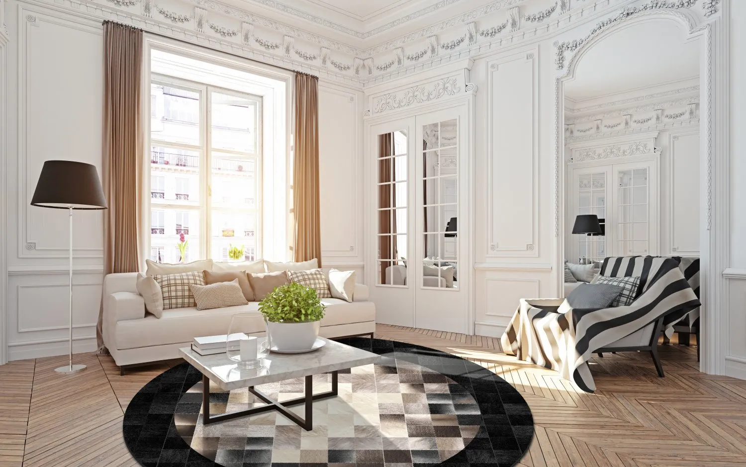 Kruhový koberec - Livada (čierna/multikolórová)