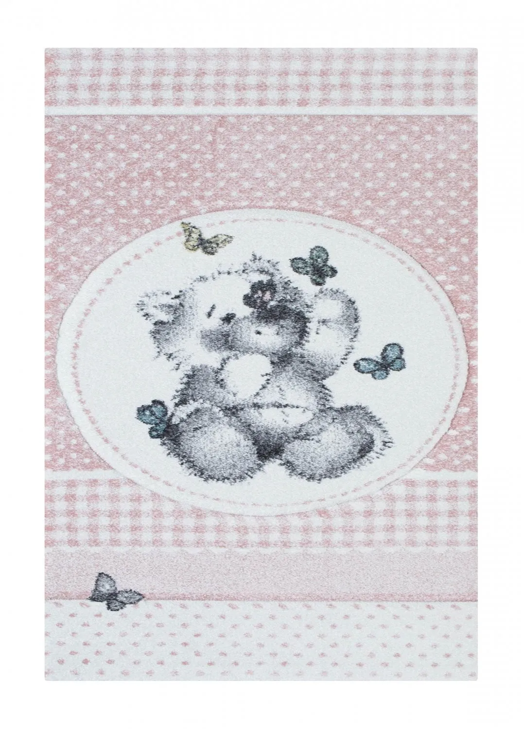 barnmatta rund rea barnmattan matta till för i barnrum för pojke tjej Atlas Teddybear rosa nallebjörn