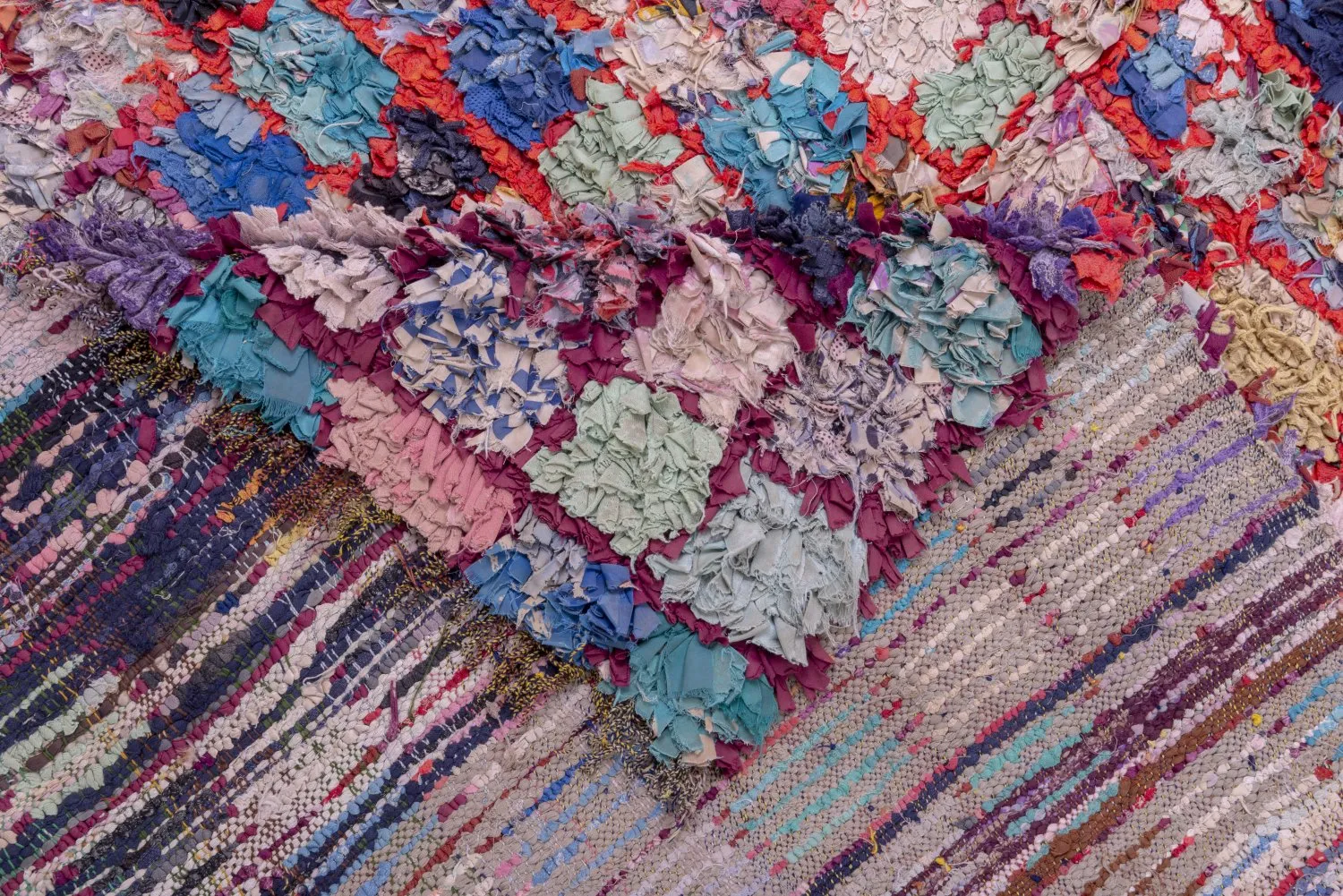 Marockansk Boucherouite-matta 255 x 125 cm
