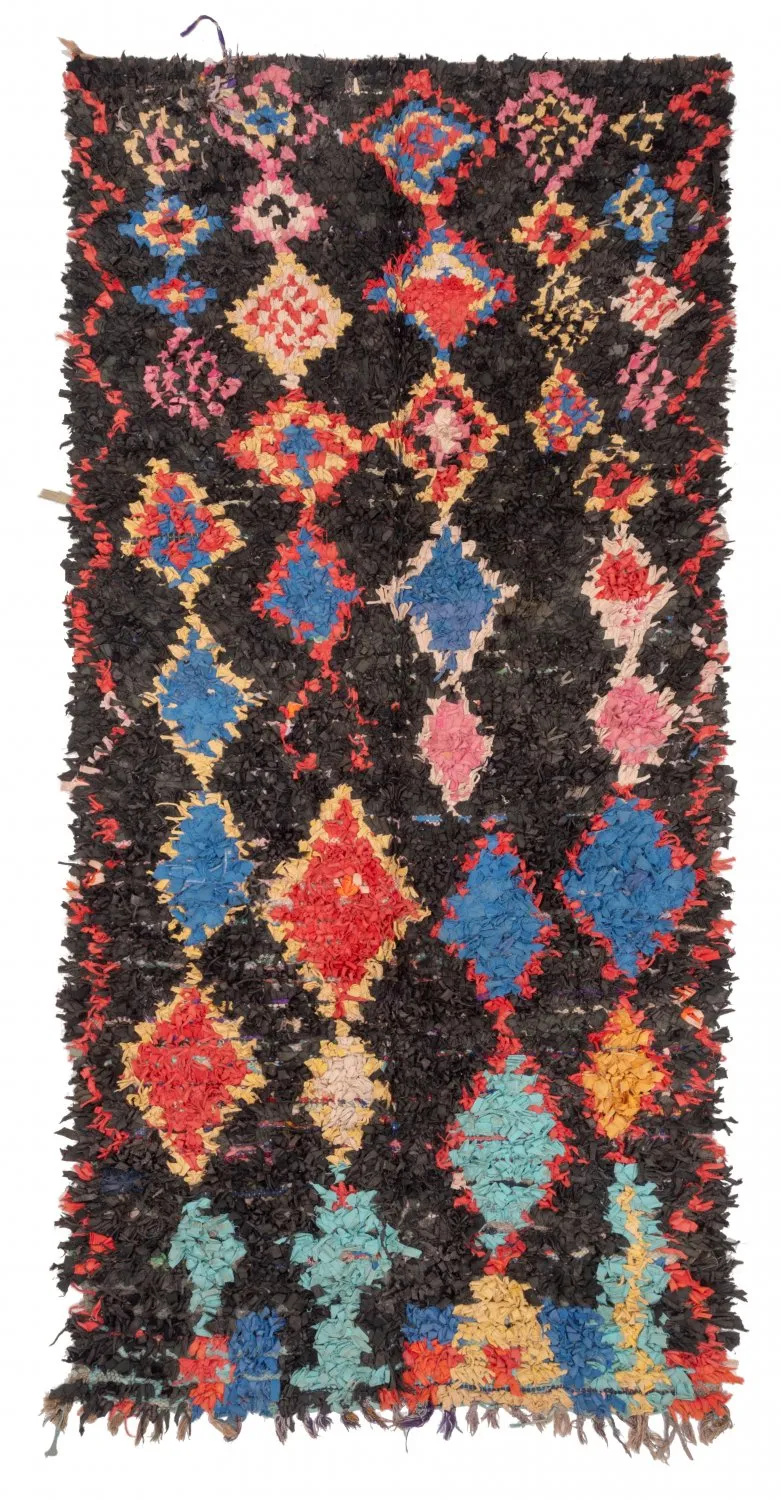 Marockansk Boucherouite-matta 260 x 125 cm