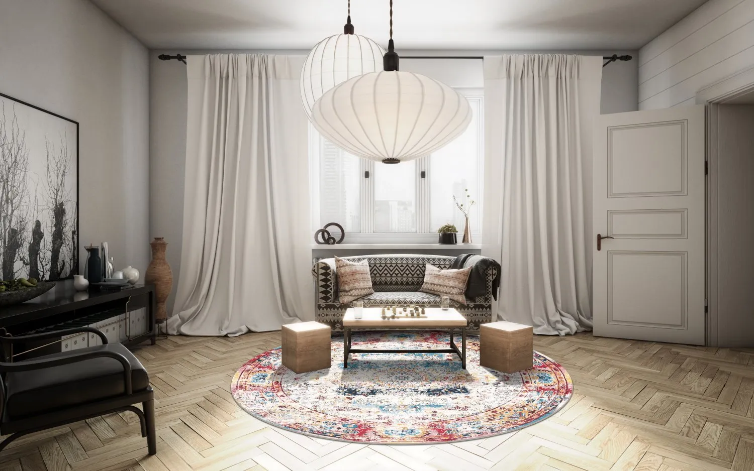 Kruhový koberec - Jedaida (multicolor)