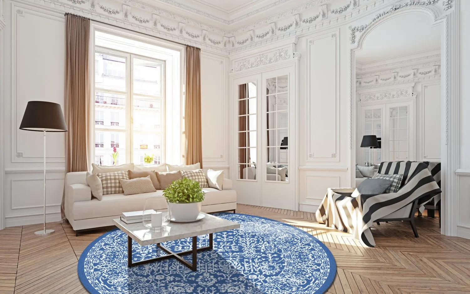 Kruhový koberec - Menfi (modrý)