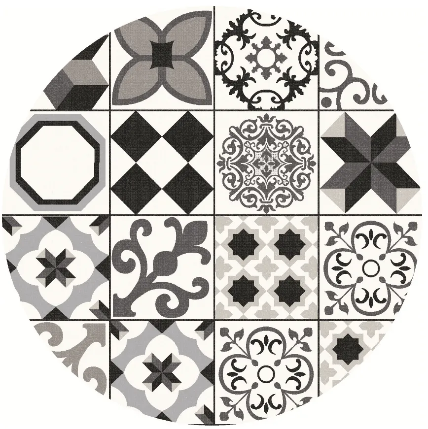 Kruhový koberec - Avent (béžový/čierny)