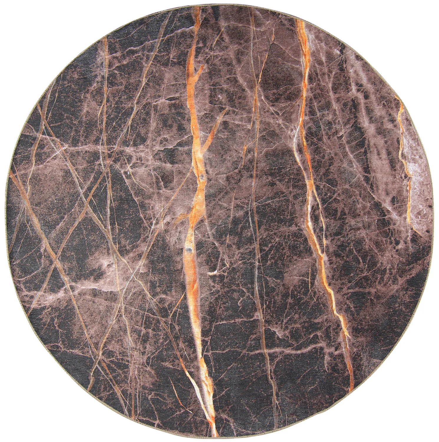 Kruhový koberec - Aris (čierny/zlatý)