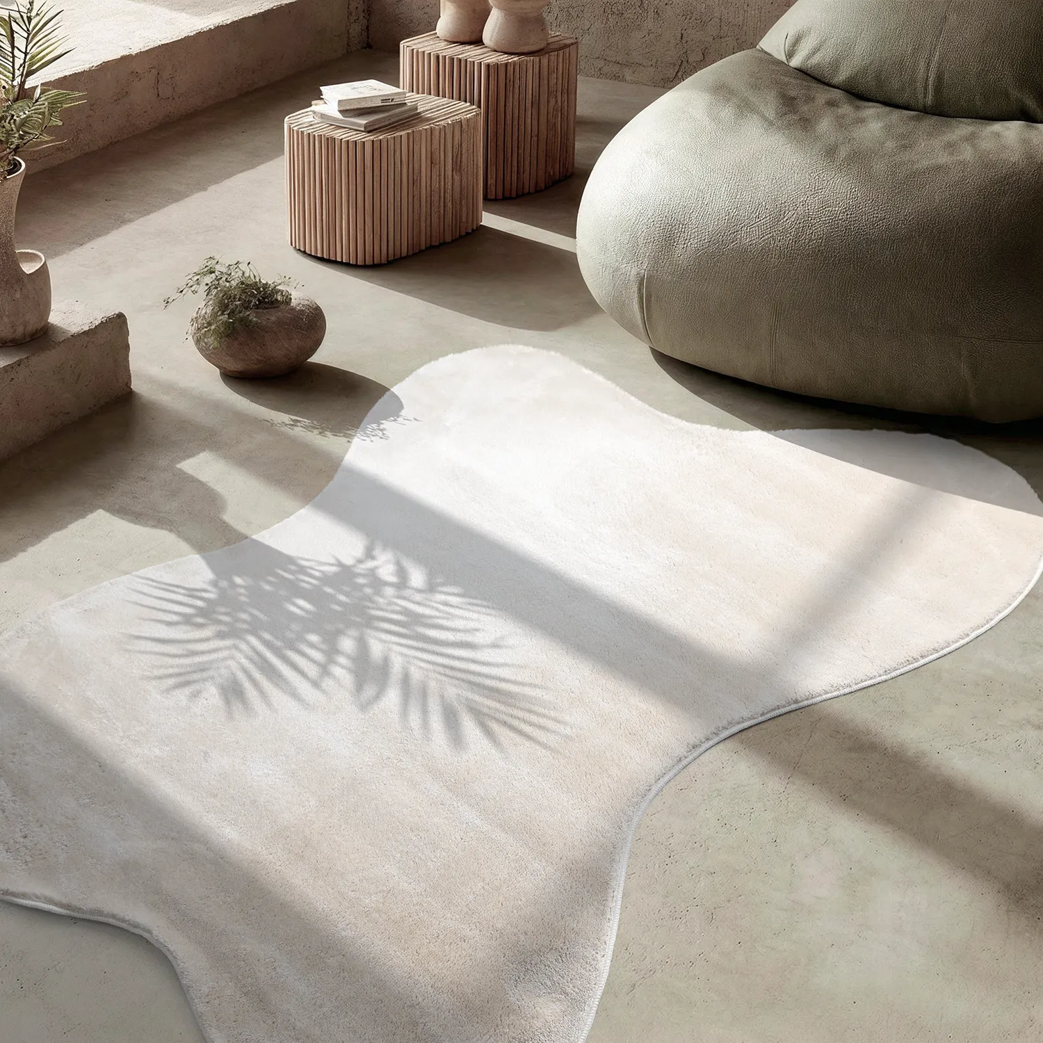 Asymmetrisk Vågig Ryamatta - Aranga Super Soft Fur (beige)