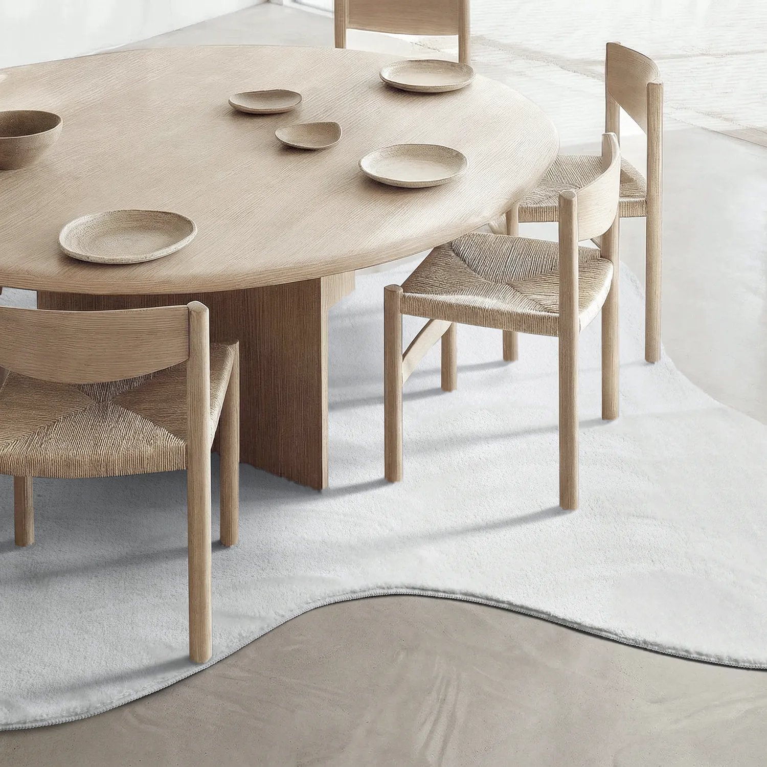 Asymmetrisk Vågig Ryamatta - Aranga Super Soft Fur (vit)