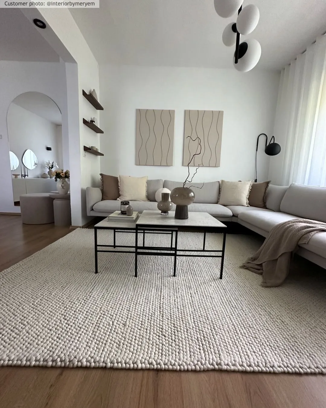 Vlnený koberec - Avafors Wool Bubble (béžový)