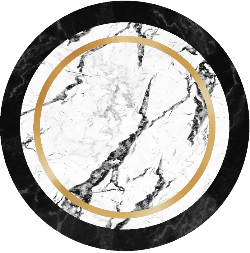 Kruhový koberec - Avola (čierna/biela/zlatá)