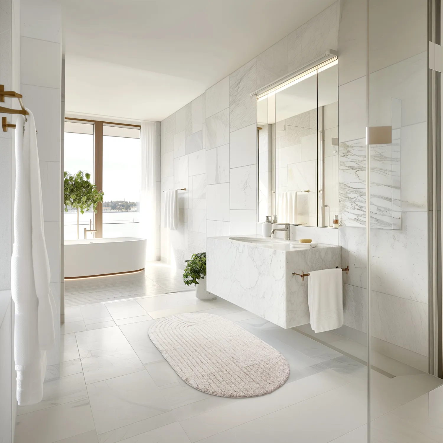 Oválny kúpeľňový koberec - Evena (offwhite)