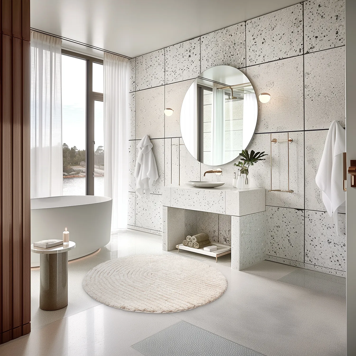 Kúpeľňová rohož okrúhla - Evena (offwhite)