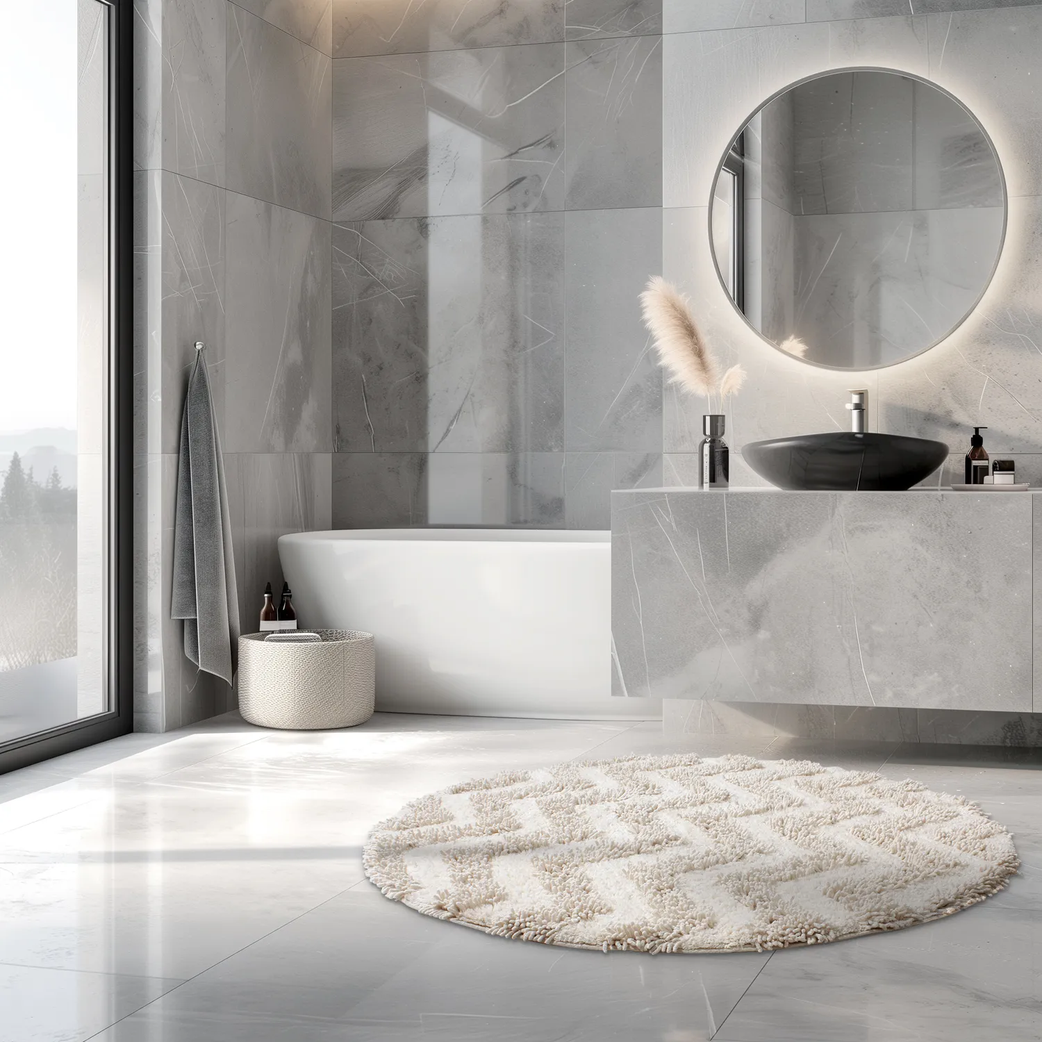 Kúpeľňová rohož okrúhla - Tressa (offwhite)