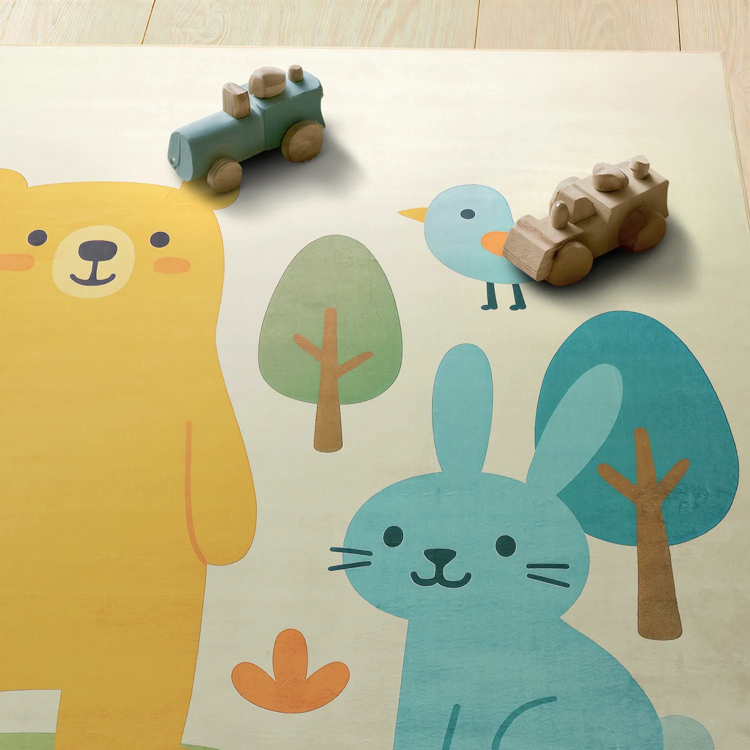 Detský koberec - Bear and Bunny (krémová/multi)