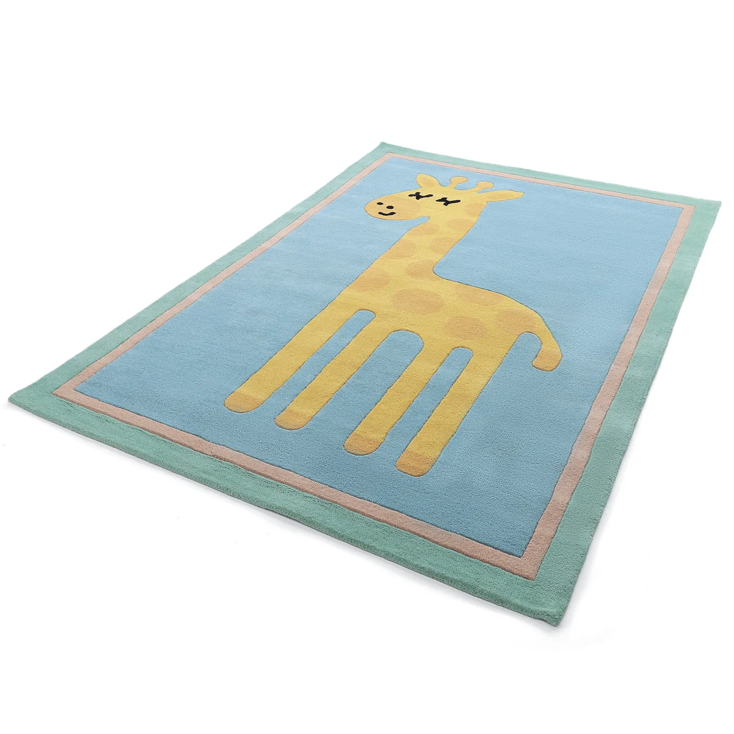 Detský koberec - Giraffe Hand Tufted Wool Premium (svetlomodrá/multi)