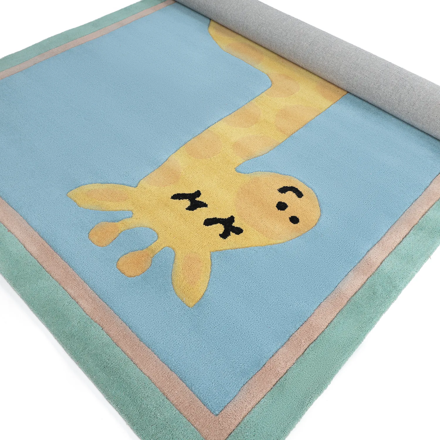 Detský koberec - Giraffe Hand Tufted Wool Premium (svetlomodrá/multi)