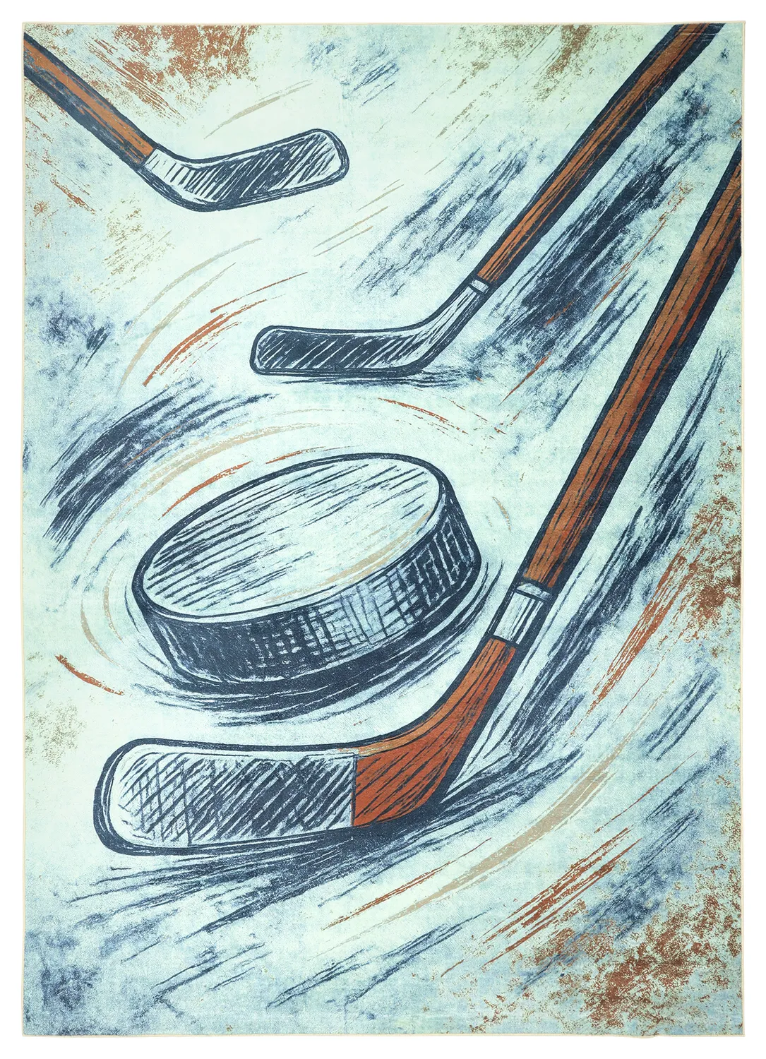 Detský koberec - Ice Hockey (sivobiela)