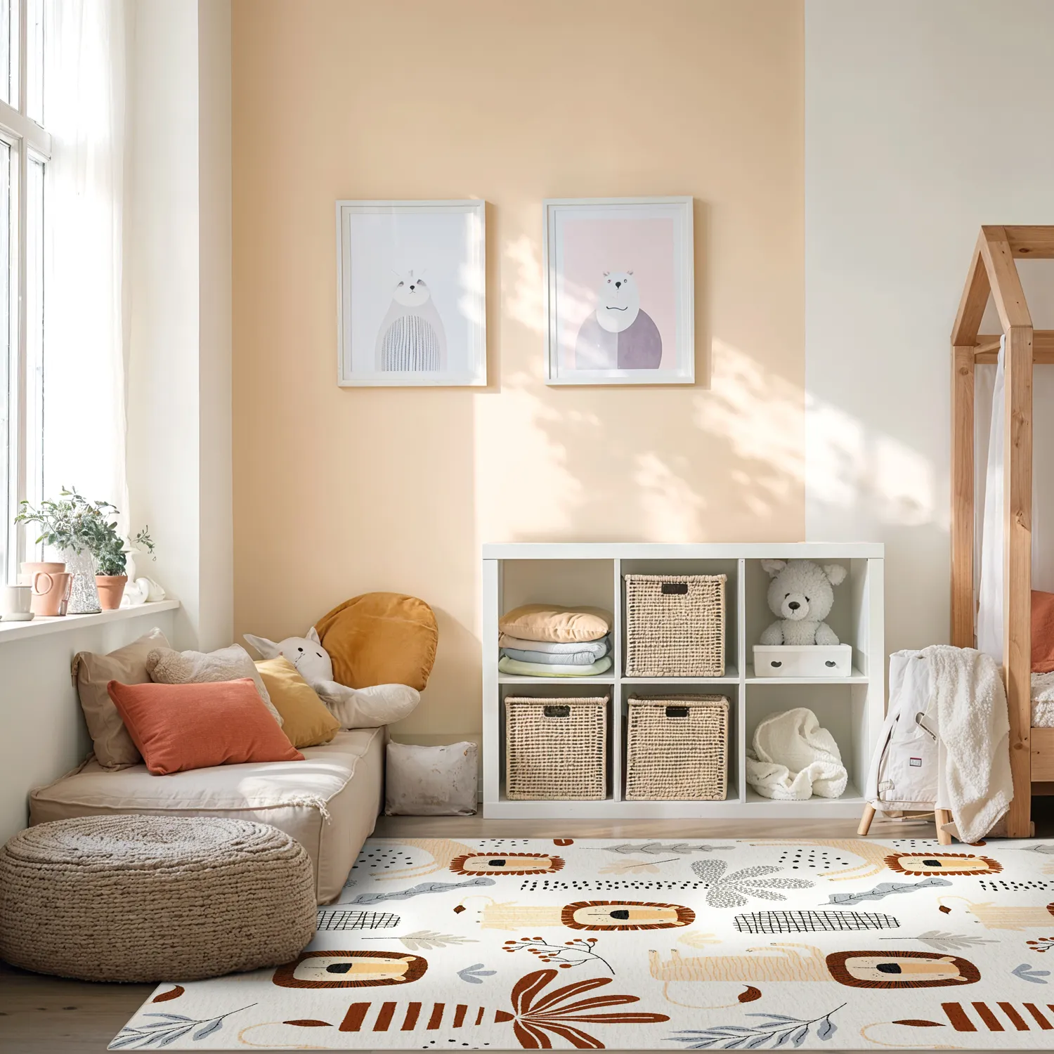 Detský koberec - Lion Friends (béžový)