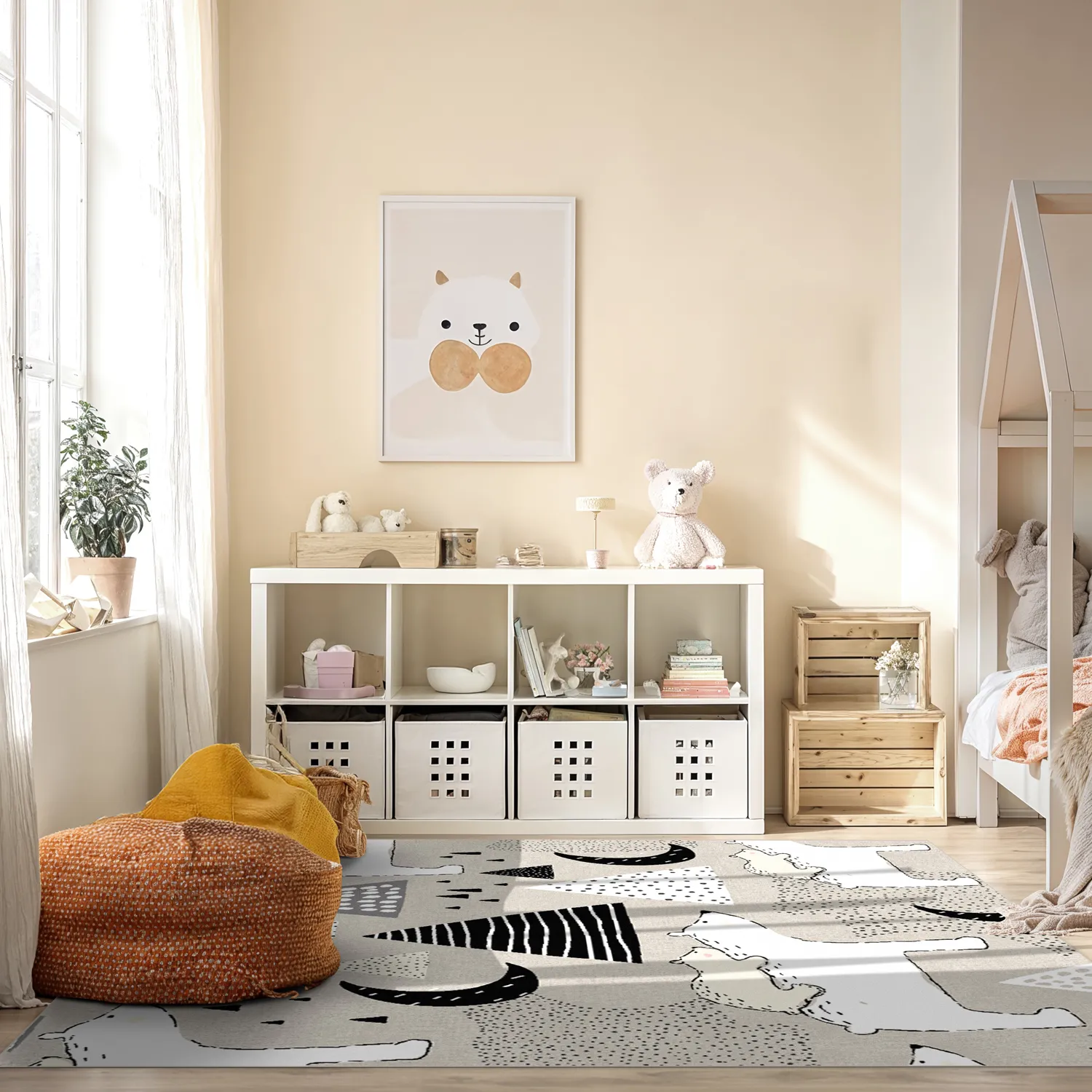 Detský koberec - Piggyback Ride (šedý)