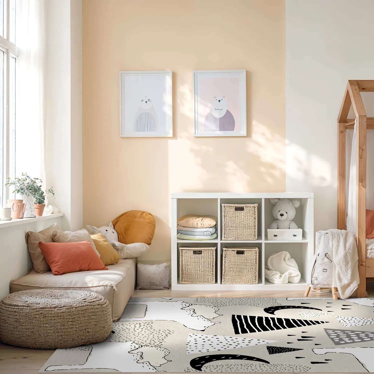 Detský koberec - Piggyback Ride (šedý)