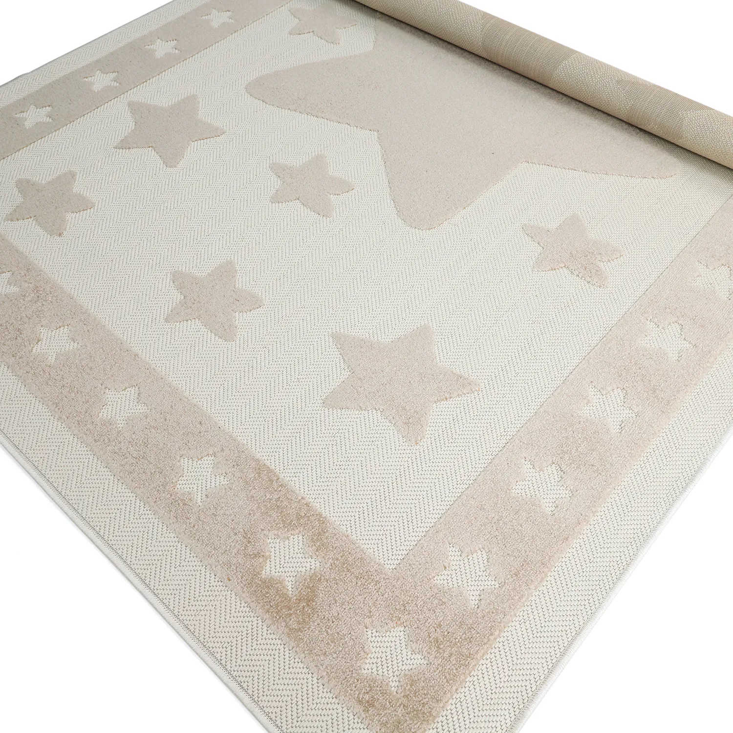 Detský koberec - Star Frame (krémová/hnedá)