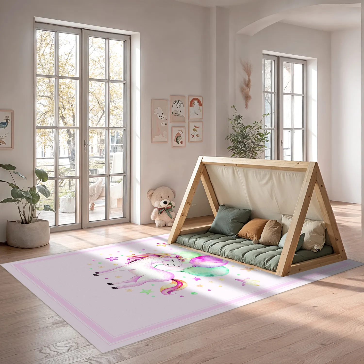 Detský koberec - Unicorn Balloon (ružový)