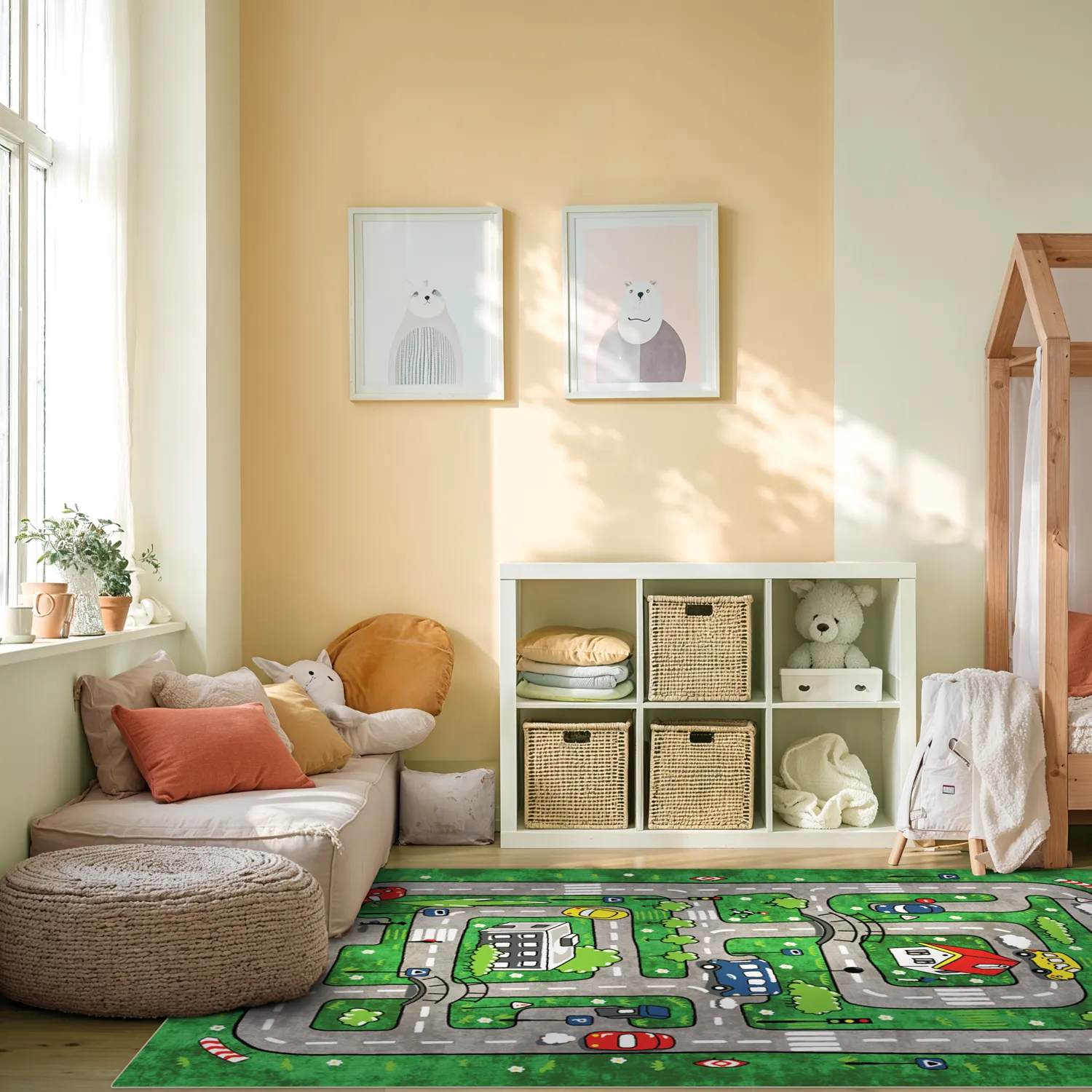 Detský koberec - Village Road (zelený)