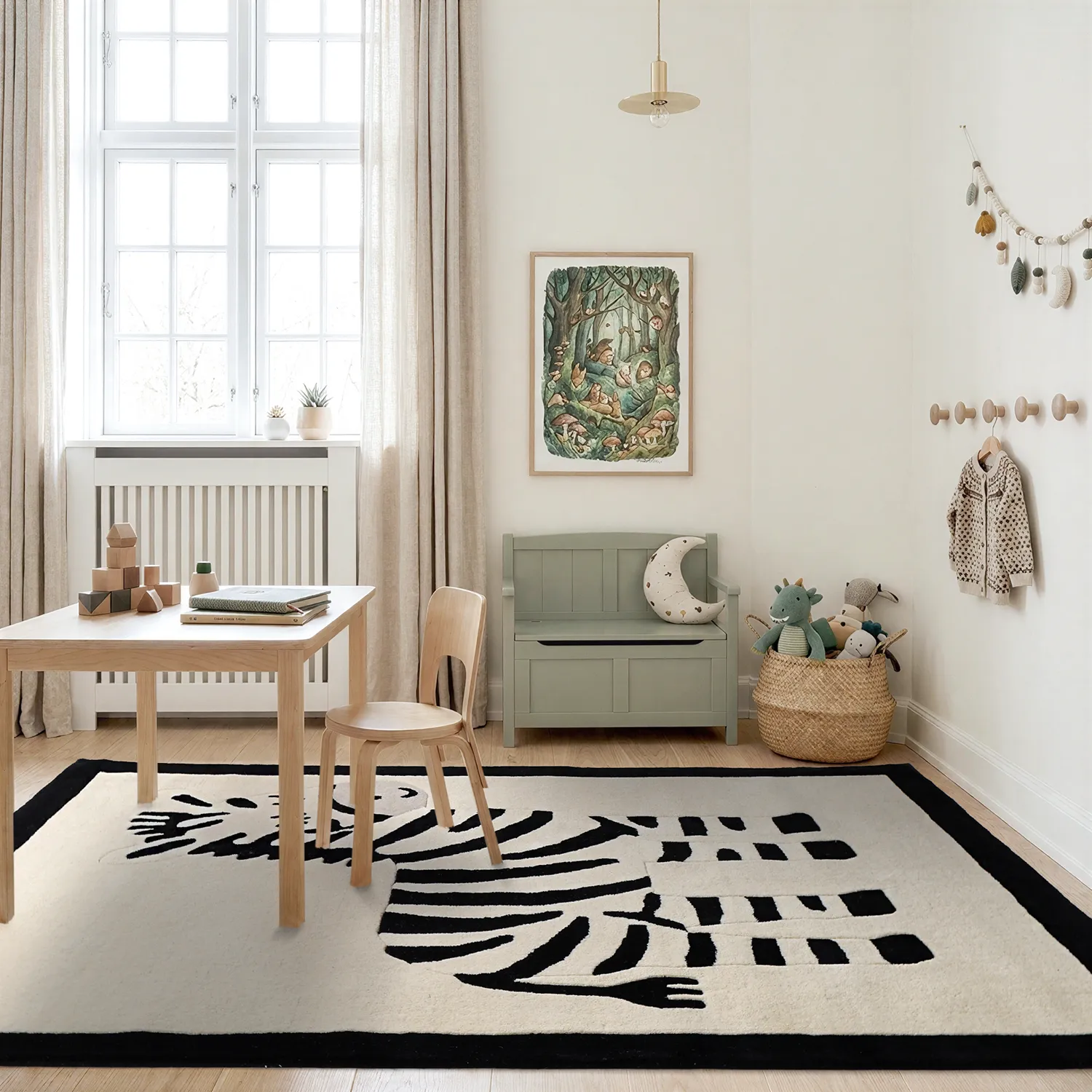 Detský koberec - Zebra Hand Tufted Wool Premium (béžová/čierna)