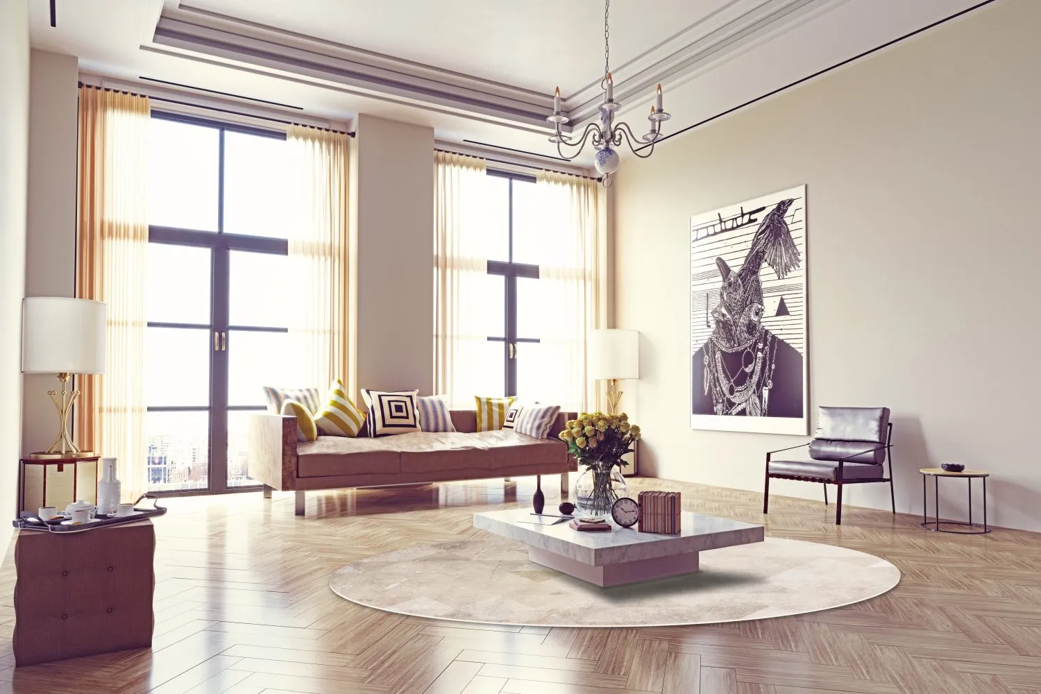 Kruhový koberec - Porto (béžový)