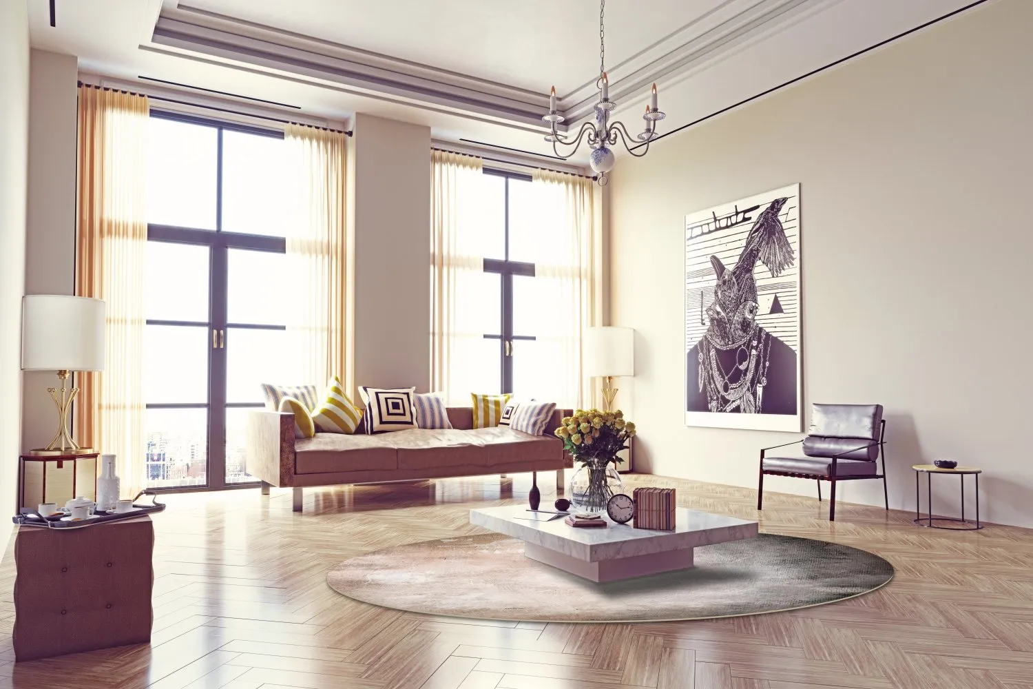 Kruhový koberec - Braga (béžový)