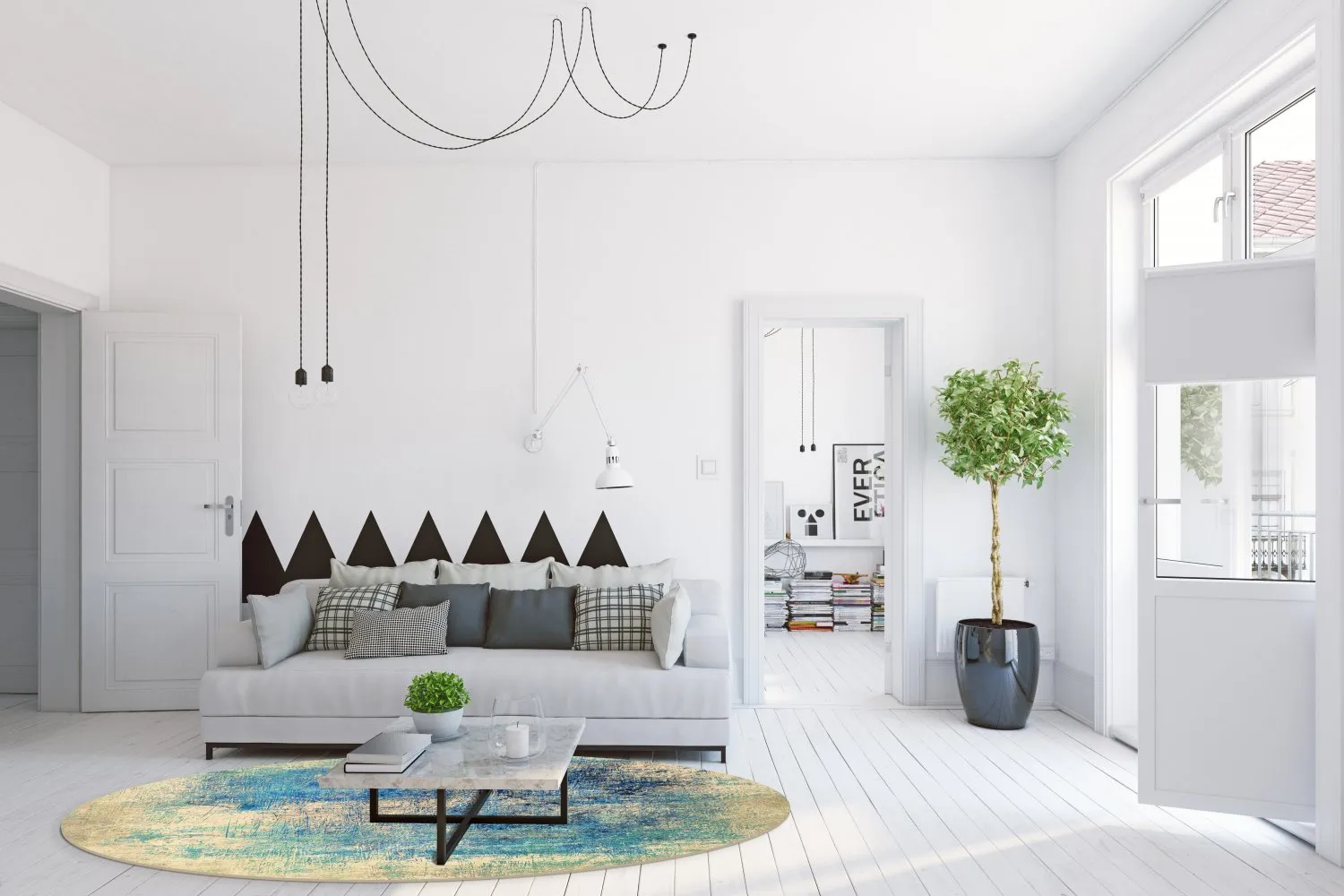 Kruhový koberec - Sierra (modrý)