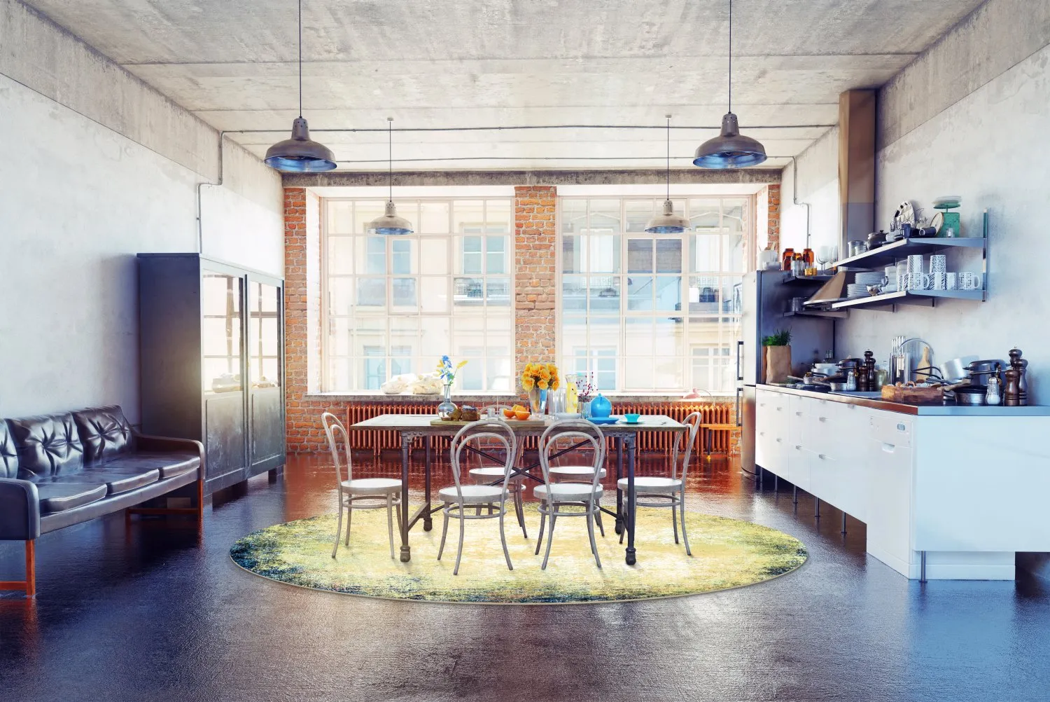 Kruhový koberec - Pamplona (modrý)