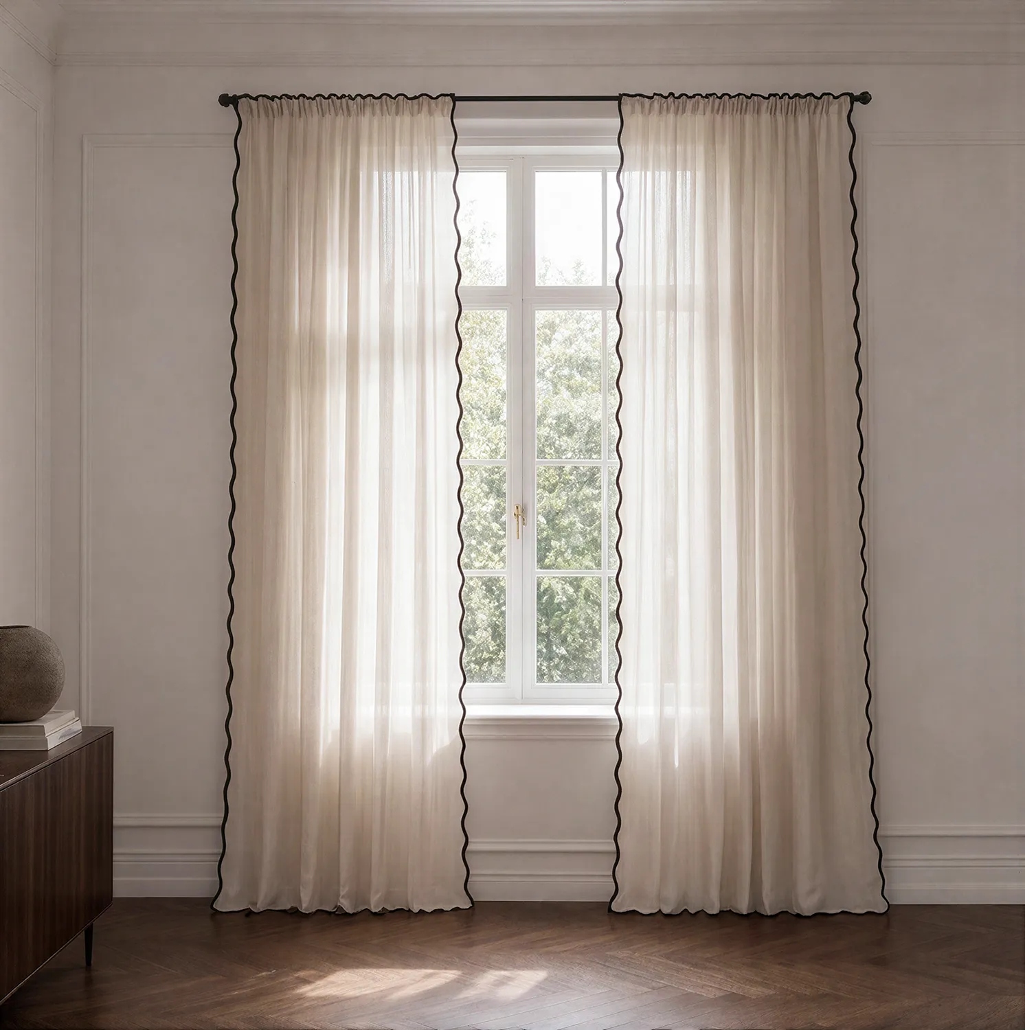 Gardiner 2-Pack - Bomullsgardin Yrsa (ljusbeige)