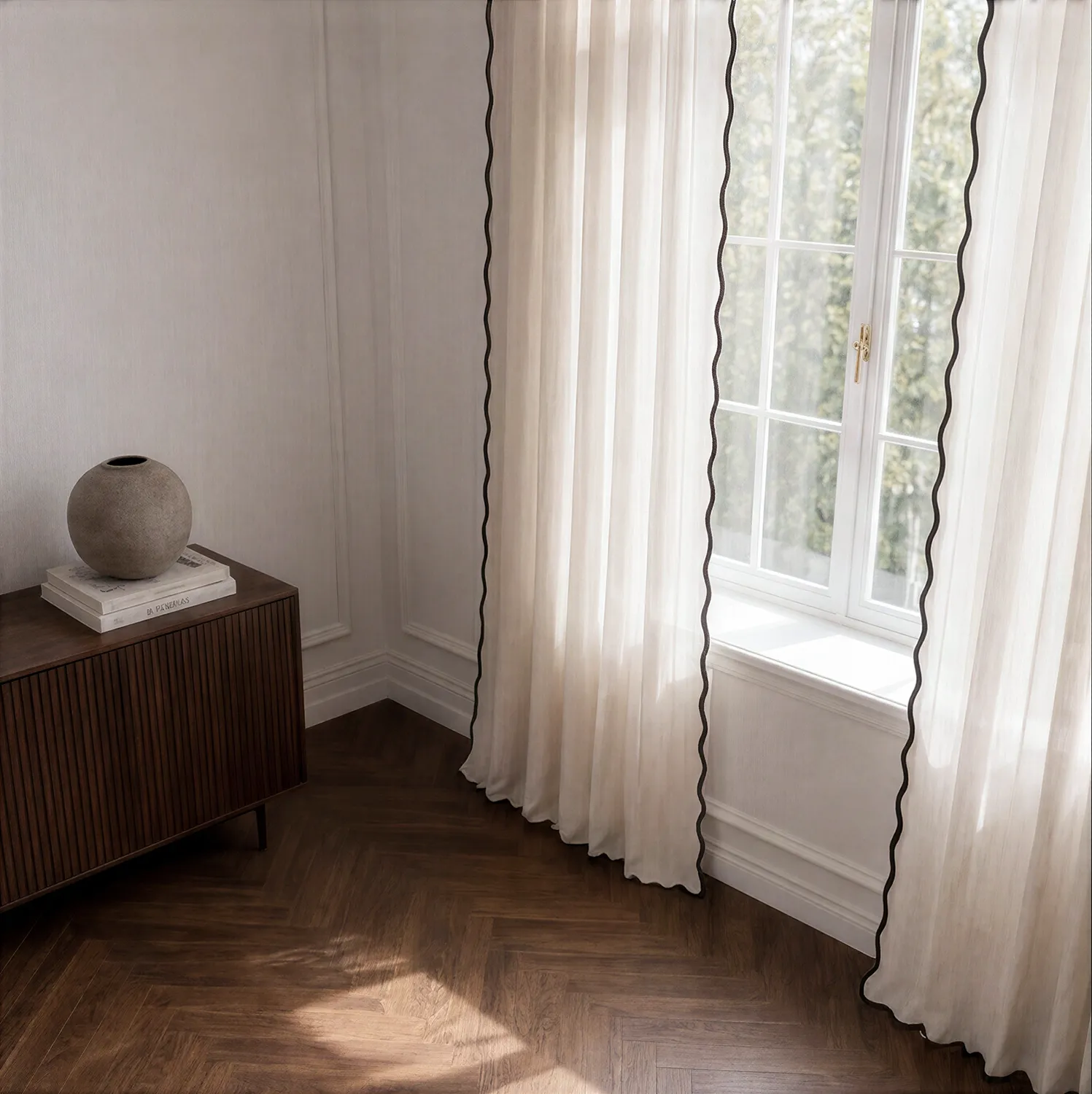 Gardiner 2-Pack - Bomullsgardin Yrsa (ljusbeige)