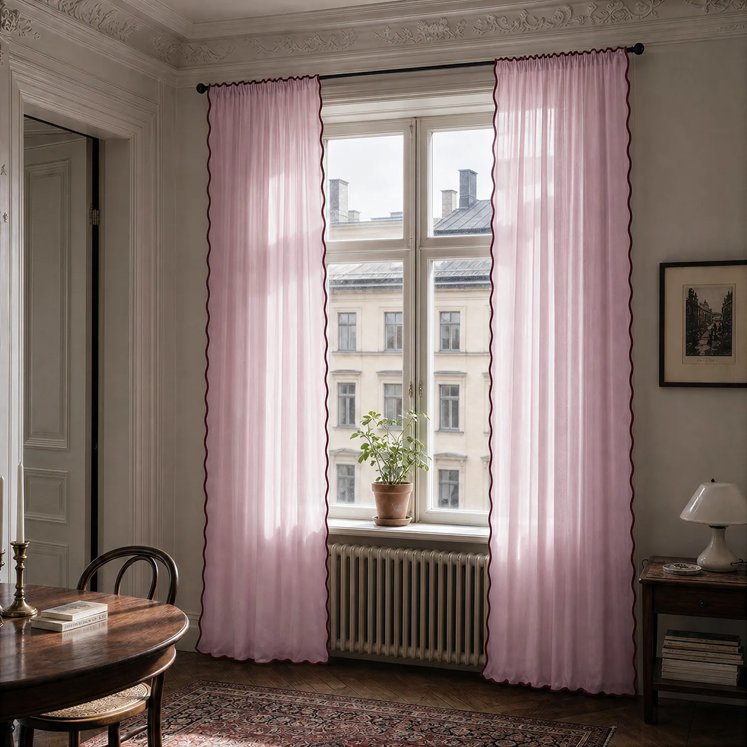 Gardiner 2-Pack - Bomullsgardin Yrsa (rosa)