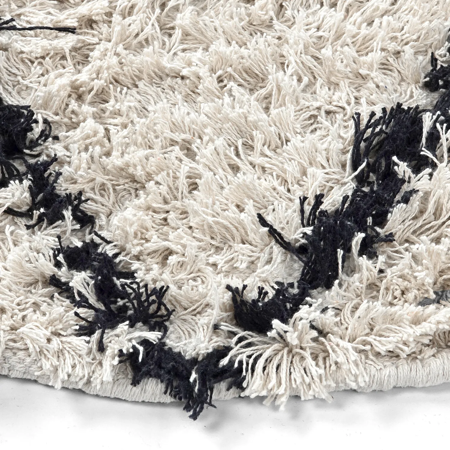 Kolo koberce - Alcott Natural Cotton Shaggy (čierna/biela)