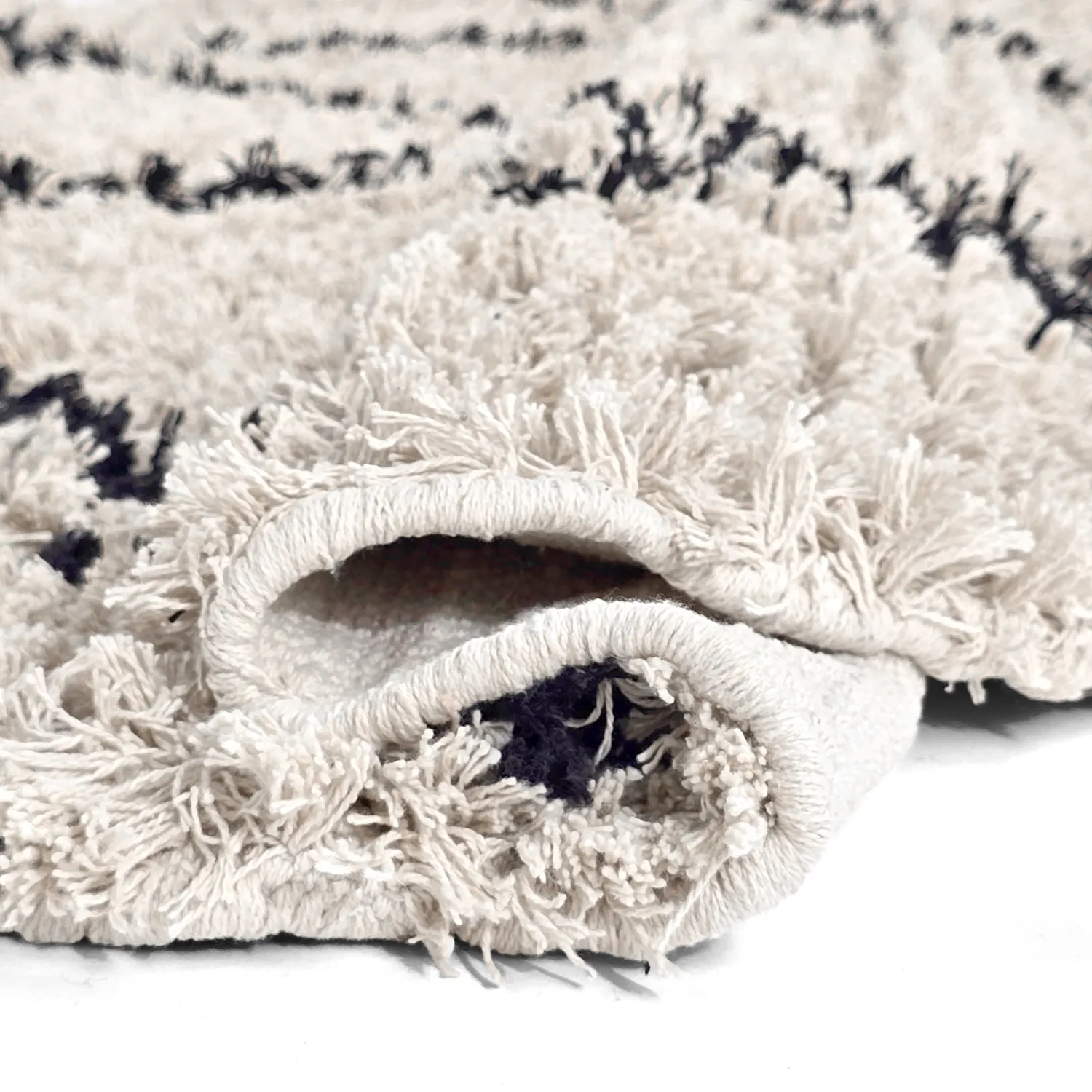 Kolo koberce - Alcott Natural Cotton Shaggy (čierna/biela)