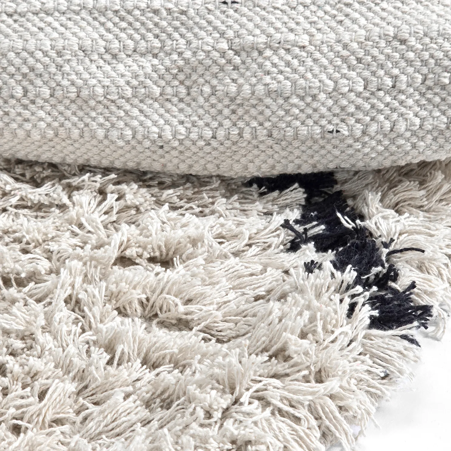 Kolo koberce - Alcott Natural Cotton Shaggy (čierna/biela)