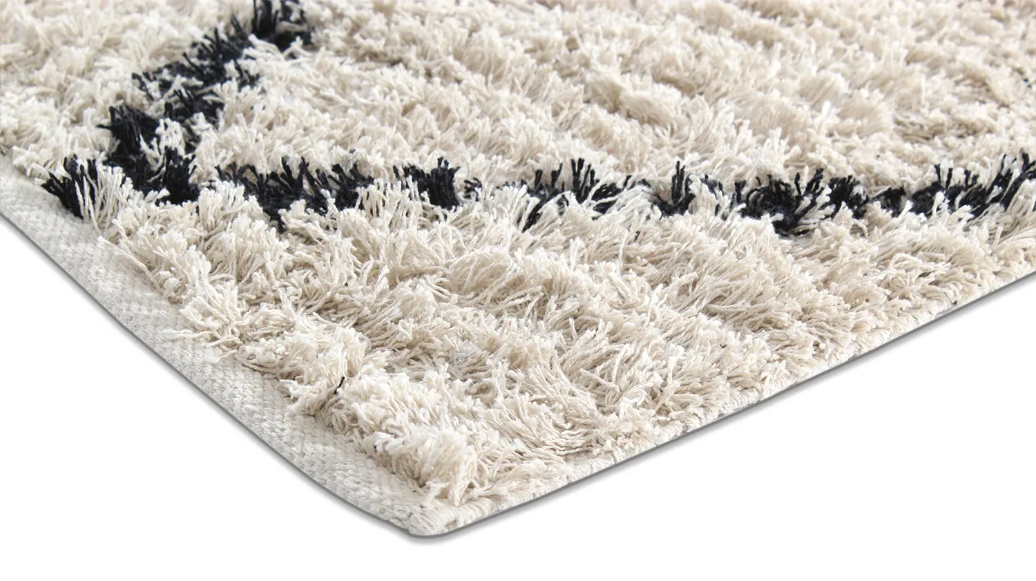 Koberce s dlhým vlasom - Alcott Natural Cotton Shaggy (čierna/biela)