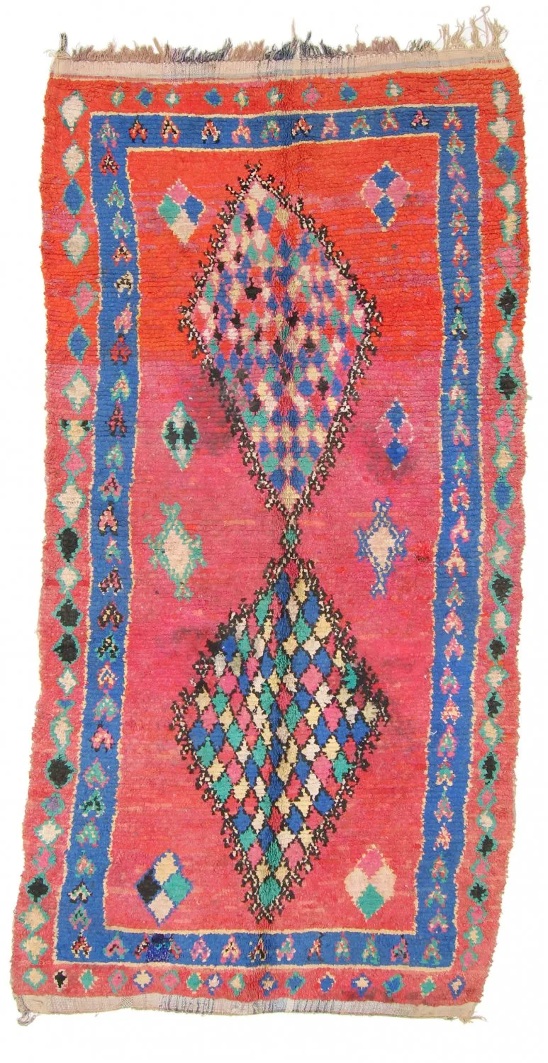 Marockansk Boucherouite-matta 330 x 150 cm