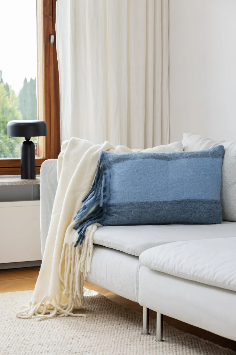 Puzdro na vankúš z vlnenej zmesi - Carol (modré)