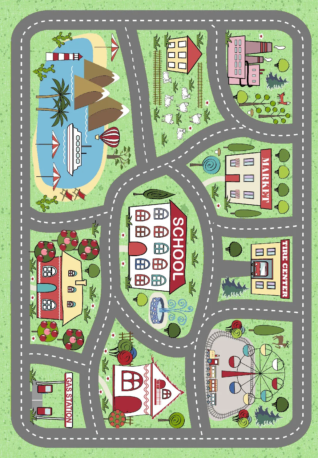 Detský koberec - Mesto (multi)