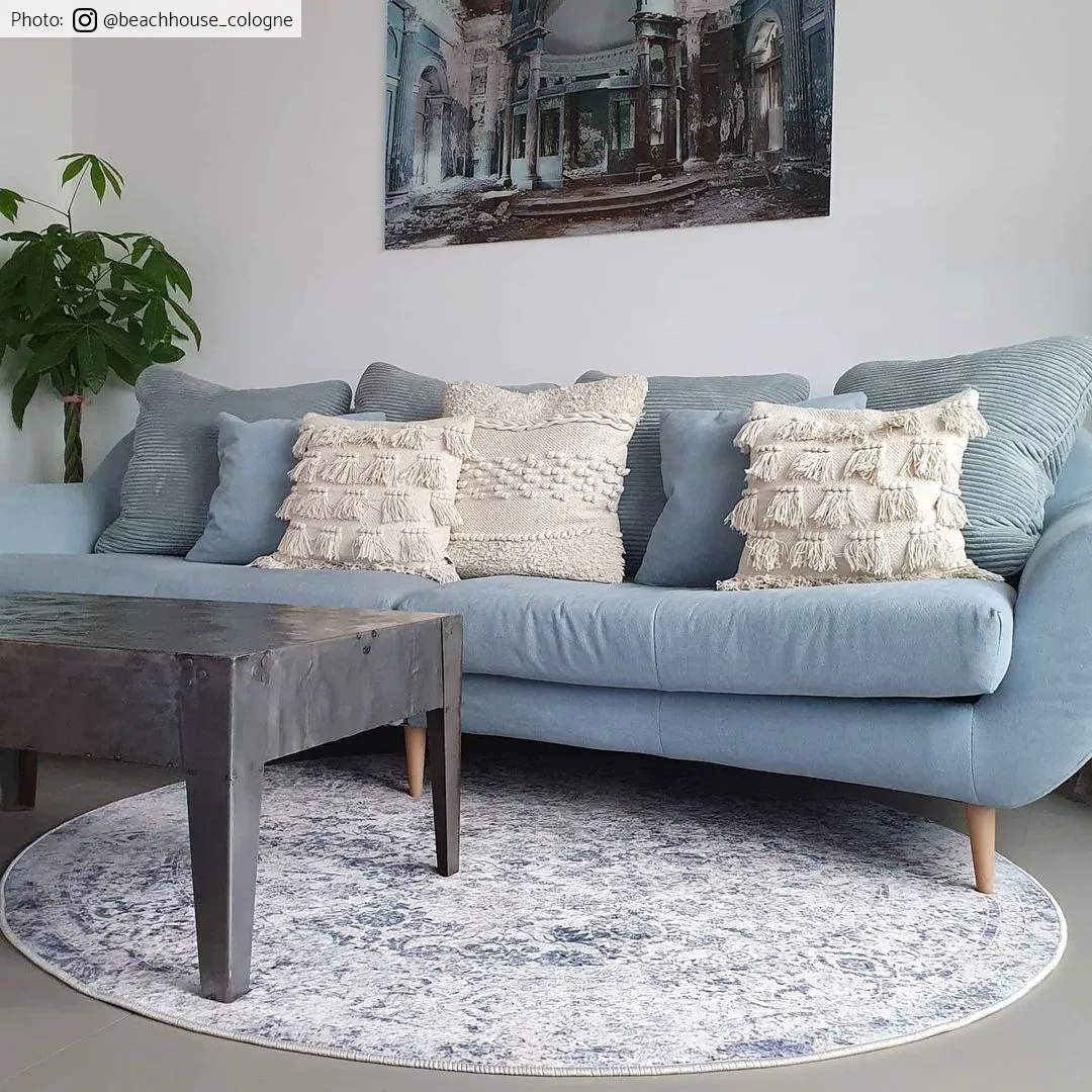 Kruhový koberec - Denizli (modrý)