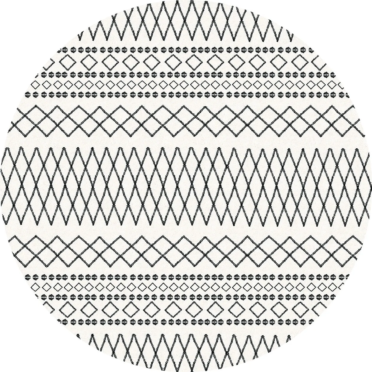 Kruhový koberec - Safi (čierna/biela)