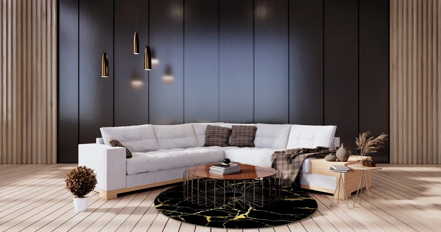 Kruhový koberec - Vieste (čierna/zlatá)