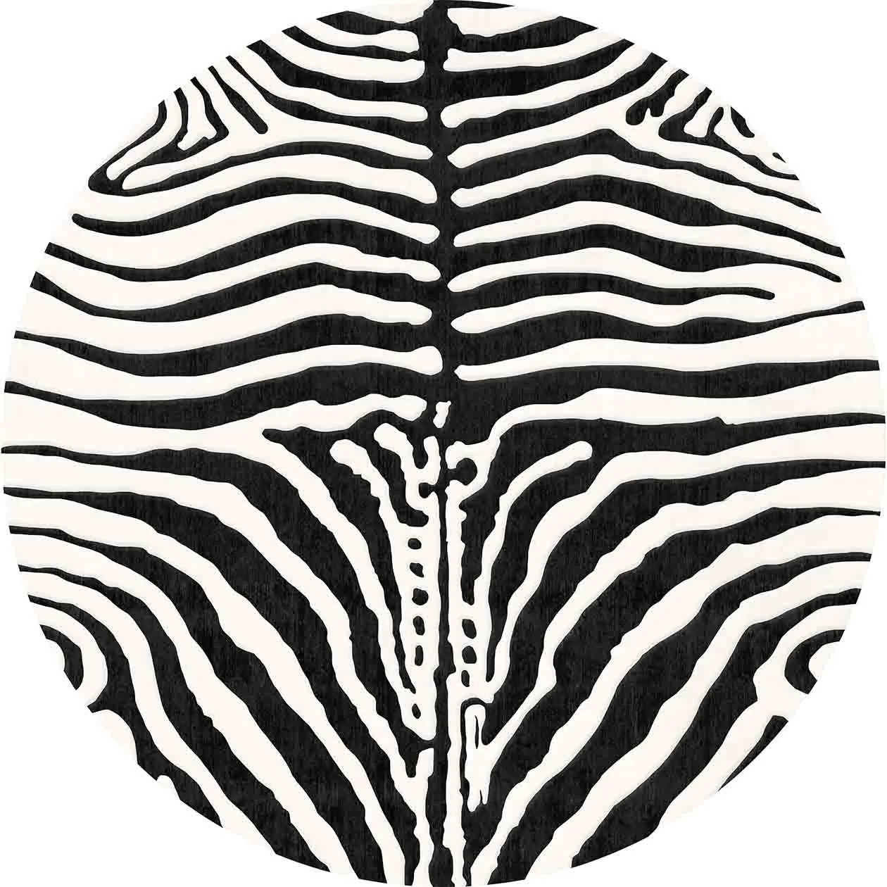 Kruhový koberec - Zebra (čierna/biela)