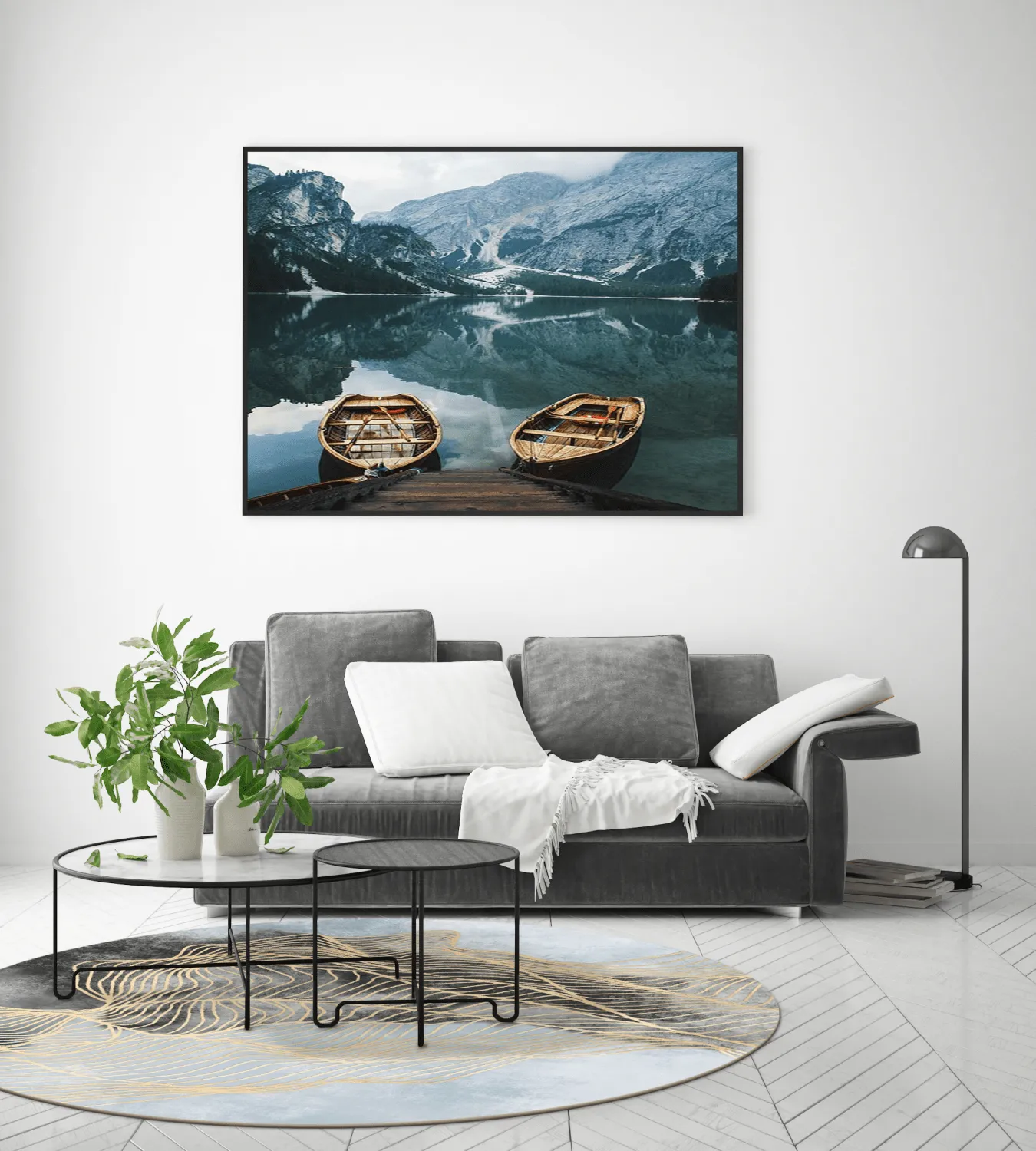 Kruhový koberec - Ekual (modro/sivý/zlatý)