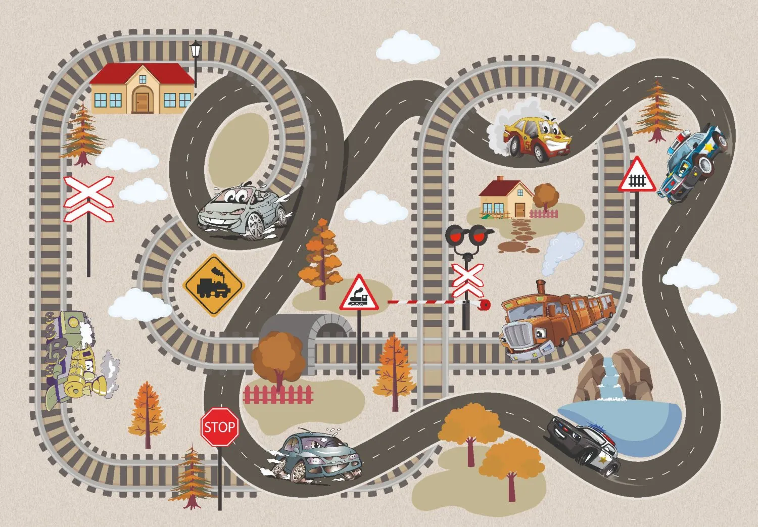 Detský koberec - Jesenné mesto