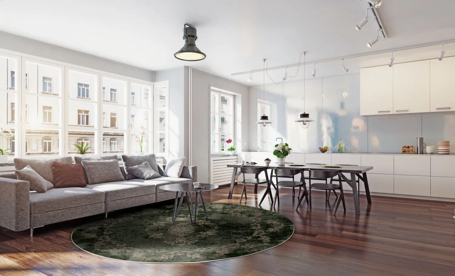 Kruhový koberec - Taknis (tmavozelený)