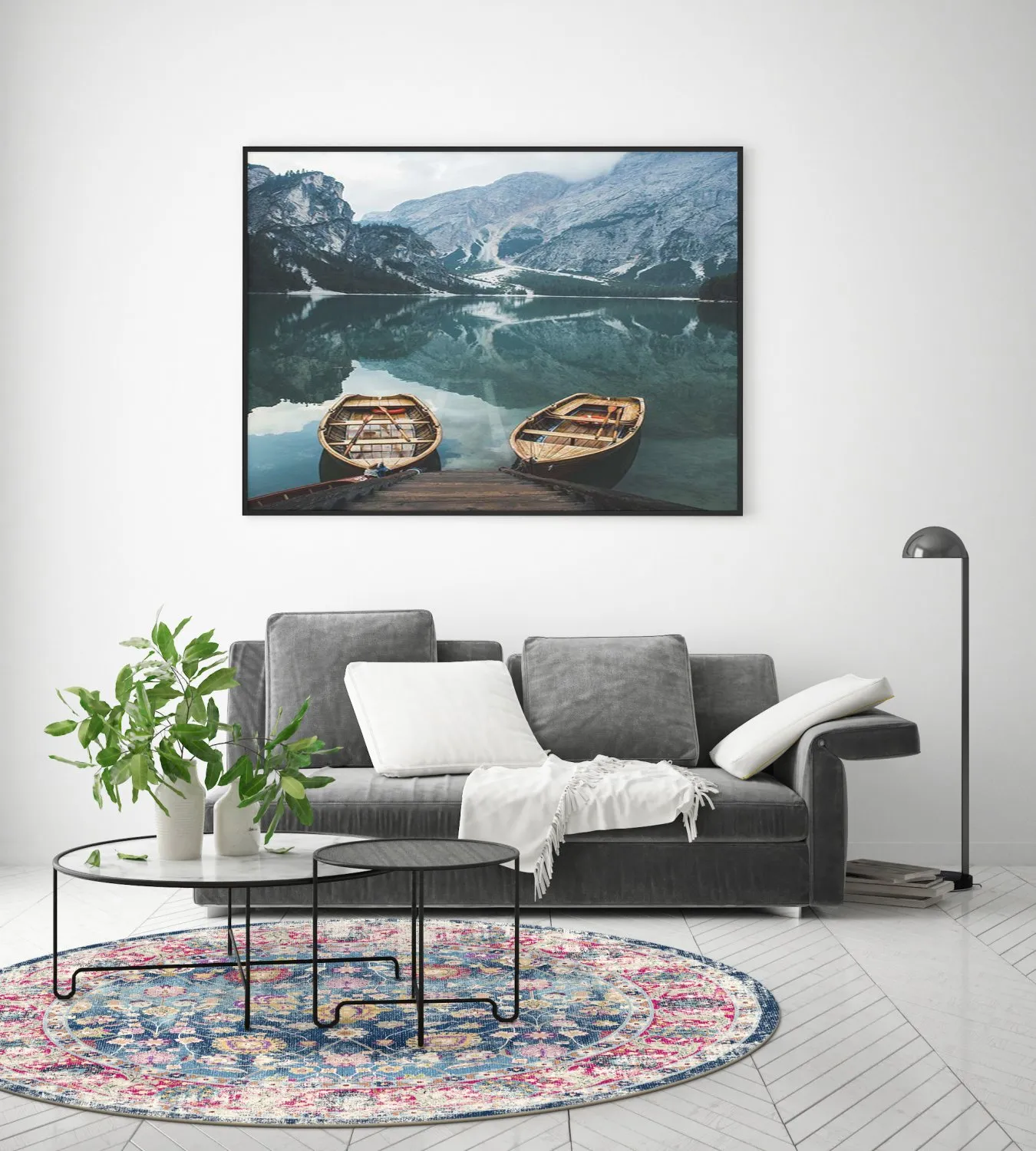 Kruhový koberec - Bouhjar (modrý/rúžový/multicolor)