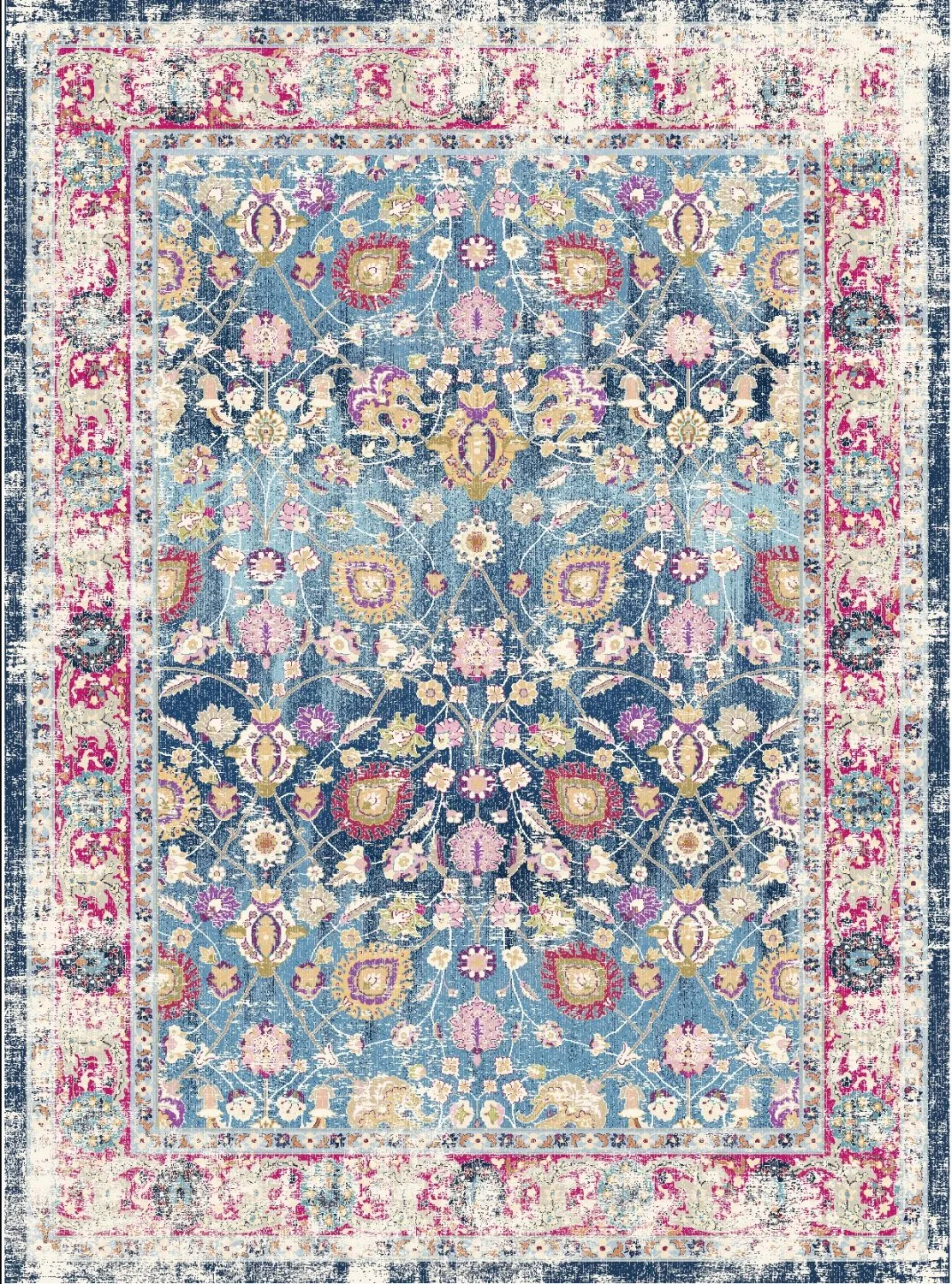 Koberec Wilton - Bouhjar (modrá/růžová/multicolor)