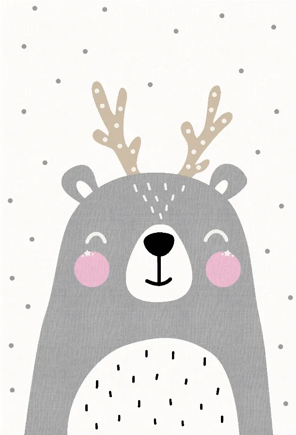 Detský koberec - Happy Bear (biely)